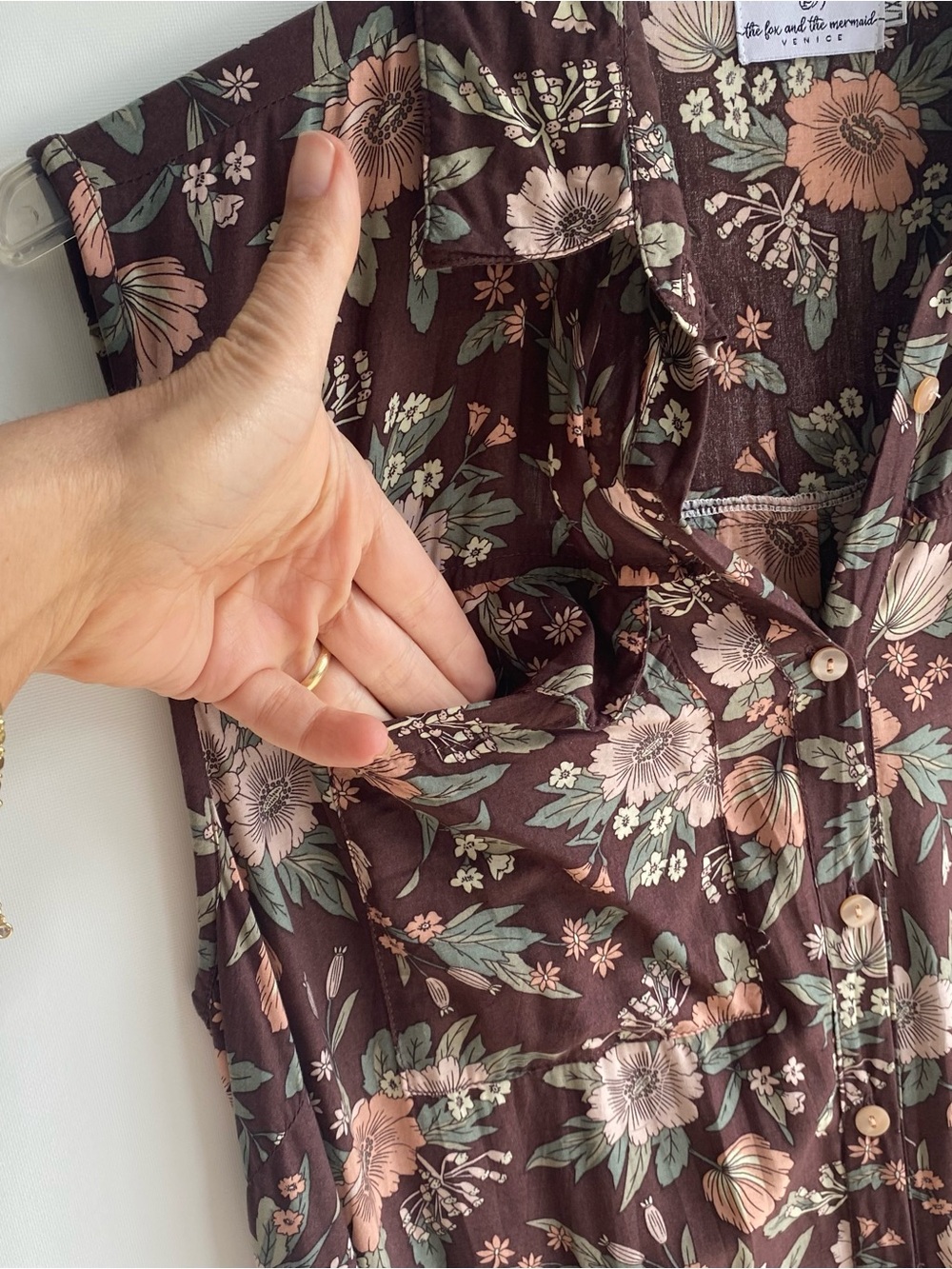 The Fox and The Mermaid mixed floral print sleeveless midi shirt dress india L - Picture 3 of 6